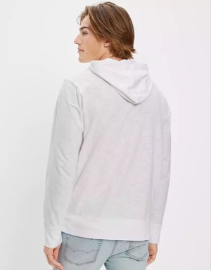 Sweat à Capuche American Eagle AE Super Soft Blanche Homme | ZNV-45655311